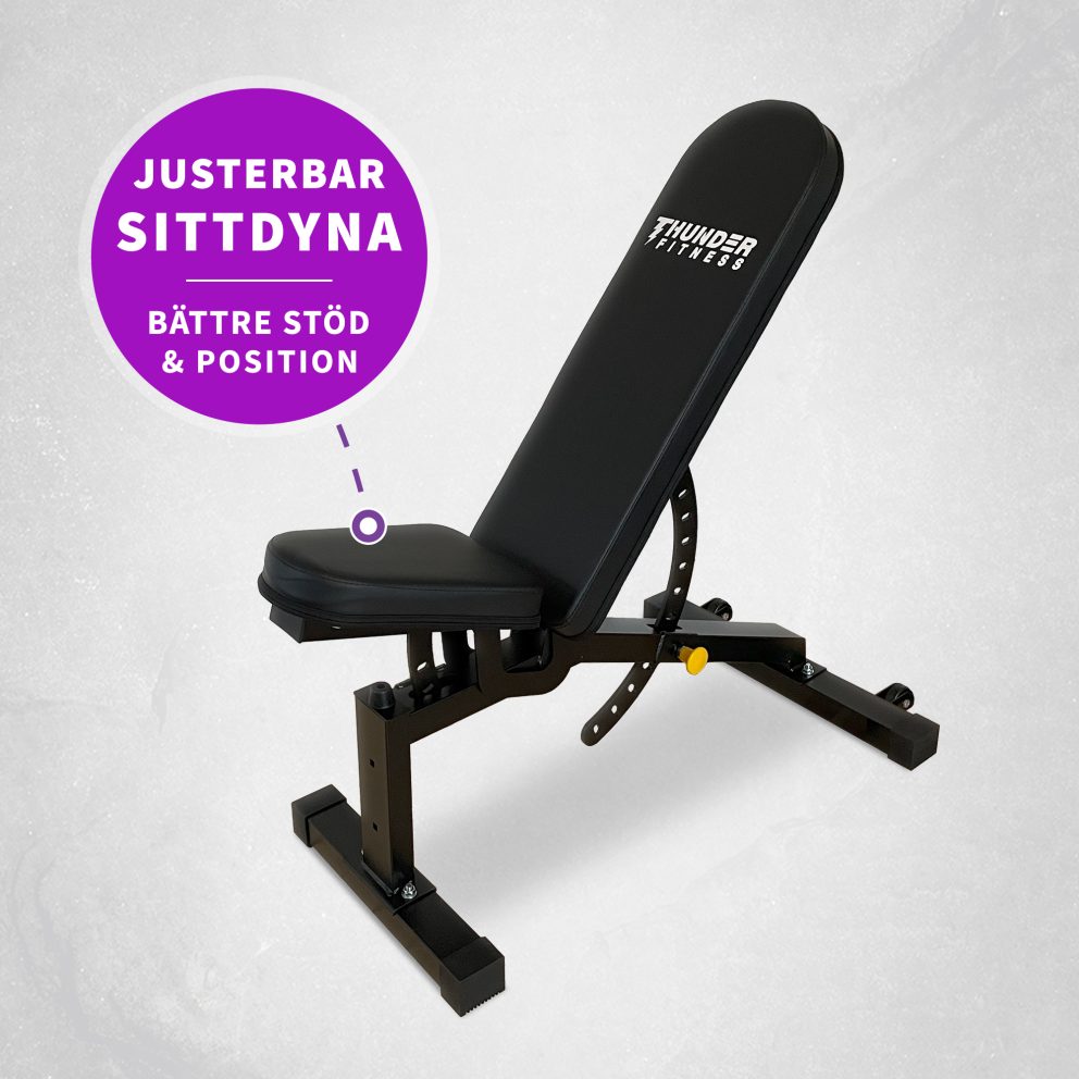 Denna träningsbänk har ställbar sits
